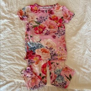 Posh Peanut Floral Kids Pajama Set - Pink and Red